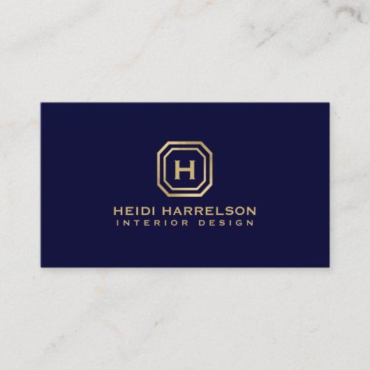 ダークブルーデザイナーのグラムボックスのロゴモノグラム 名刺 (正面)