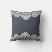 ダークブルーデニムとレース クッション (裏面)