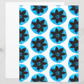 ダークブルートロピカルフラワースクラップブック紙 (正面/裏面)