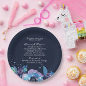 ダークブルートワイライトフローラ水色結婚の ペーパープレート (パーティー)