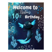 ダークブルーネオンアクソロトルバースデーパーティー ポスター (正面)