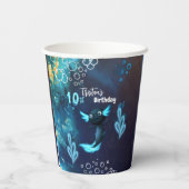 ダークブルーネオンアクソロトルバースデーパーティー 紙コップ (裏面)