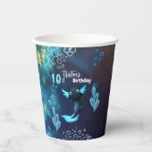 ダークブルーネオンアクソロトルバースデーパーティー 紙コップ (正面)