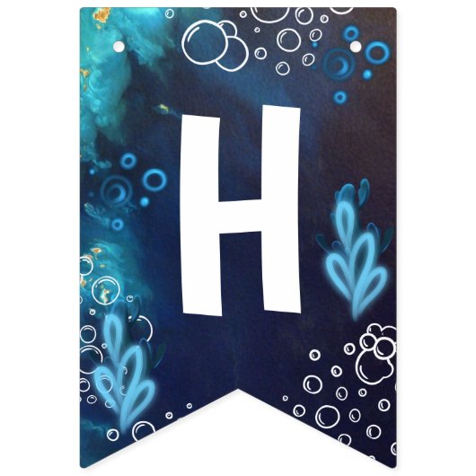 ダークブルーネオンアクソロトル水中競技誕生日 バンティングフラッグ (第2の旗)