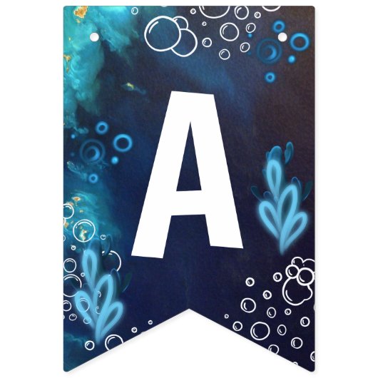 ダークブルーネオンアクソロトル水中競技誕生日 バンティングフラッグ (第3の旗)