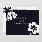 ダークブルーハイビスカス結婚式招待状 インビテーションポストカード (正面/裏面)