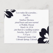 ダークブルーハイビスカス結婚式招待状 インビテーションポストカード (裏面)