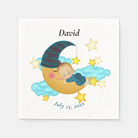 ダークブルーハットベビーオンザムーン スタンダードカクテルナプキン (正面)