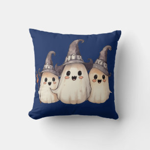 ダークブルーハロウィンの3匹の超かわいい幽霊 クッション