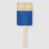 ダークブルーハートビーチウェディング式プログラム ハンドファン (正面)