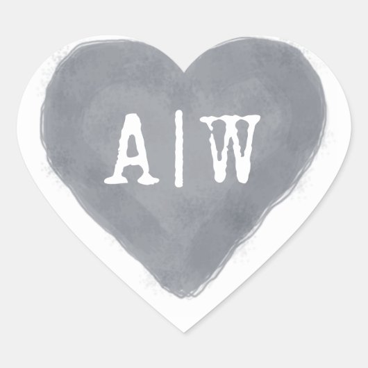 ダークブルーハートモノグラ結婚ム封筒用シール ハートシール (正面)