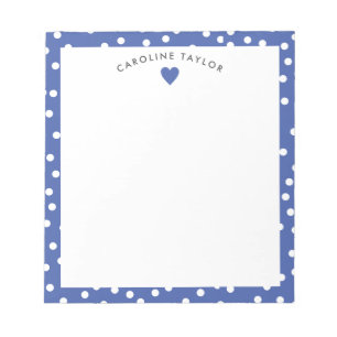 ダークブルーハート&ドット可愛ガーリーいカスタム ノートパッド