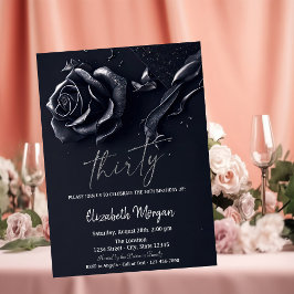 ダークブルーバラゴシック30th Birthday 招待状