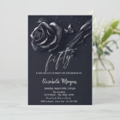 ダークブルーバラゴシック50誕生日 招待状 (スタンド正面)