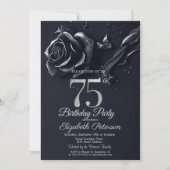 ダークブルーバラゴシック75誕生日 招待状 (正面)