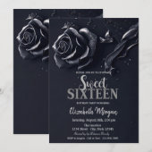 ダークブルーバラゴシックSweet 16 招待状 (正面/裏面)