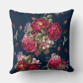 ダークブルーバラフローラ枕 クッション (裏面)