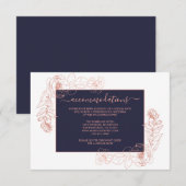 ダークブルーバラ金ゴールド結婚フローラ情報 エンクロージャーカード (正面/裏面)