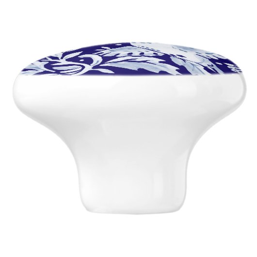 ダークブルーバードウッドランド動物フローラコバルトネイビー セラミックノブ (側面)