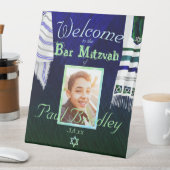 ダークブルーバー（ユダヤ教の）バル・ミツバーサインウィズ祈りの言葉ショール 台座サイン (インサイチュ)