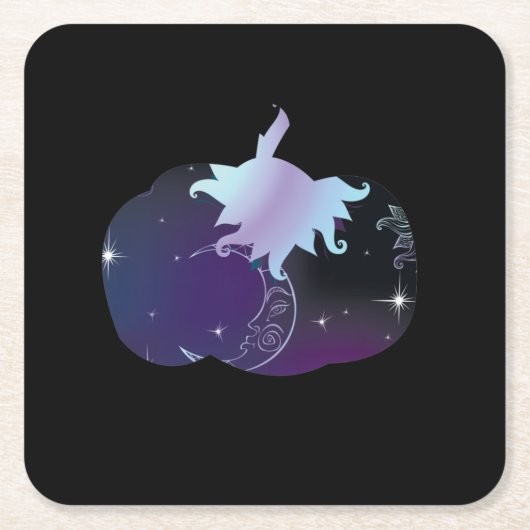 ダークブルーパンプキン スクエアペーパーコースター (正面)