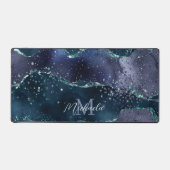 ダークブルーパープルグリッタースパークルモノグラスタイリッシュム デスクマット (正面)