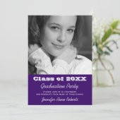 ダークブルーパープル卒業招待状ソン/娘 招待状 (スタンド正面)