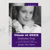 ダークブルーパープル卒業招待状ソン/娘 招待状 (正面/裏面)