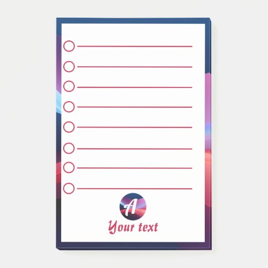 ダークブルーパープル抽象芸術イニシャルポストイットノート ポストイット (正面)