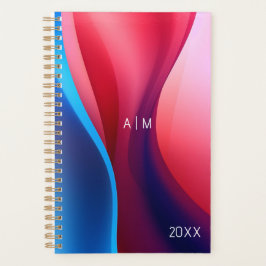 ダークブルーパープル抽象芸術スクールイニシャル プランナー手帳