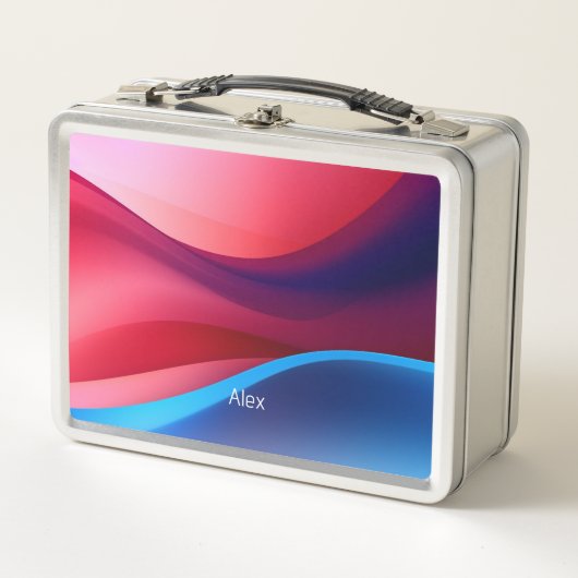 ダークブルーパープル抽象芸術学校 メタルランチボックス (正面)