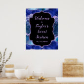 ダークブルーパープル海アガートSweet sixteenへようこそ ポスター (キッチン)