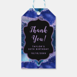 ダークブルーパープル海アゲート誕生日サンキュー ギフトタグ