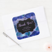 ダークブルーパープル海アゲート誕生日サンキュー スクエアシール (封筒)