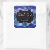 ダークブルーパープル海アゲート誕生日サンキュー スクエアシール (バッグ)