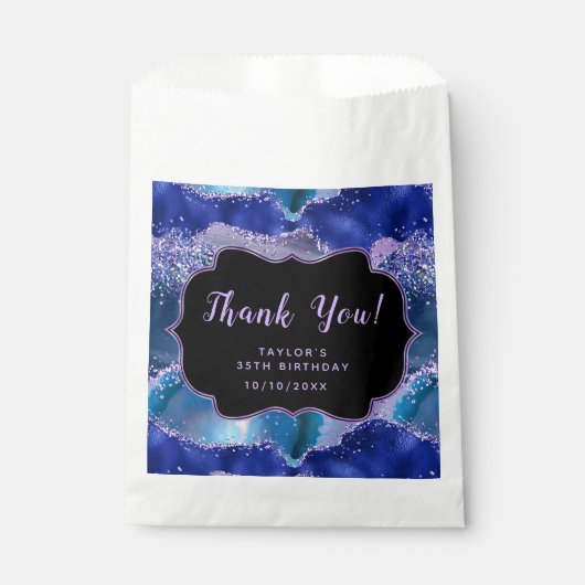 ダークブルーパープル海アゲート誕生日サンキュー フェイバーバッグ (正面)