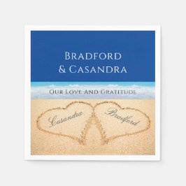 ダークブルービーチ結婚式2ハートズインザサンド スタンダードカクテルナプキン