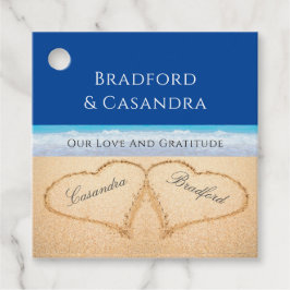 ダークブルービーチ結婚式2ハートズインザサンド フェイバータグ