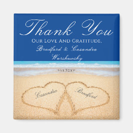 ダークブルービーチ結婚式2ハートズインザサンド マグネット