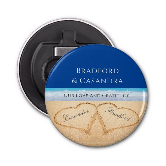 ダークブルービーチ結婚式2ハートズインザサンド 栓抜き (正面)