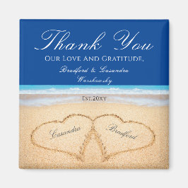 ダークブルービーチ2ハートインザサンド結婚ズ マグネット