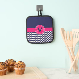 ダークブルーピンクシェブロン 鍋敷き