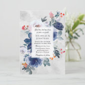 ダークブルーピンクレッドフローラクリスチャン結婚ズ 招待状 (スタンド正面)