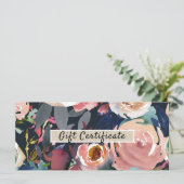 ダークブルーピンク水色フローラギフト証明書 (スタンド正面)