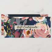 ダークブルーピンク水色フローラギフト証明書 (正面/裏面)