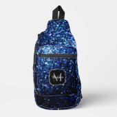 ダークブルーフェイクグリッタースパークルズモノグラム スリングバッグ (正面)