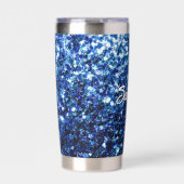 ダークブルーフェイクグリッタースパークル名前をカスタムする 保温保冷タンブラー (正面)