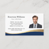 ダークブルーフェイクゴールデンカスタムウェーブ写真 名刺 (正面)