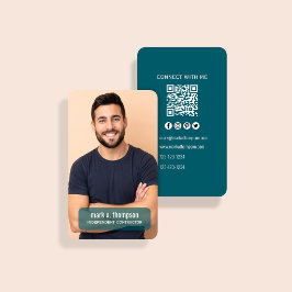 ダークブルーフォトQRコード あなたとつながる 名刺