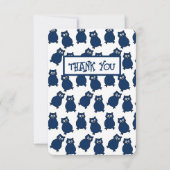 ダークブルーフクロウ誕生日パーティー サンキューカード (正面)